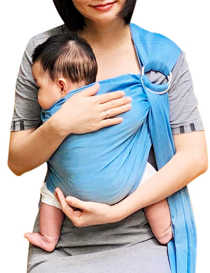 Vlokup Baby Water Ring Sling Carrier | Lightweight Breathable Mesh Baby Wrap for Infant, Newborn, Kids and Toddlers | Perfect for Summer, Swimming, Pool, Beach | Great for Dad Too Lakeblue - Image 1