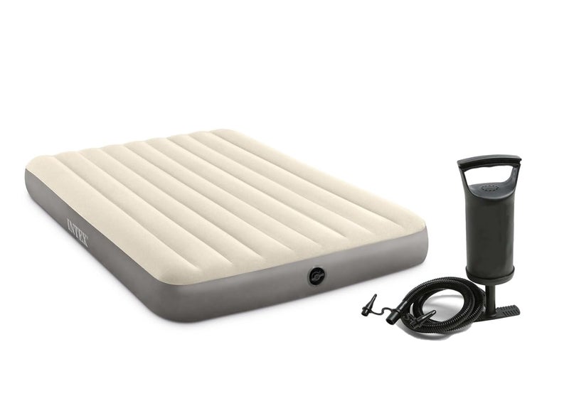 VWretails Polyvinyl Chloride Pvc DuraBeam Single Airbed Queen Size With Manual Hand Pump Comfortable And Convenient Sleeping SolutionMulticolor