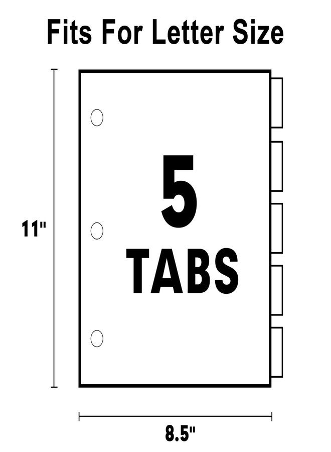 HERKKA 5-Tab Binder Divider, HERKKA 240 Pack Binder Index Dividers with 5 Insertable Multicolor Big Tabs, Paper with Gold-Reinforced Holes Letter Size, Yellow, 1/5-Cut Tabs - Image 2