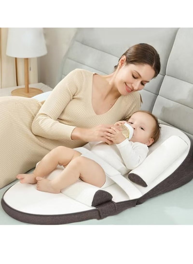 AIYISHI Baby Anti Reflux Pillow With 0-30° Adjustable Height, Relieves Vomiting Milk, Intestinal Colic, Side Rails, Brown  - Image 2