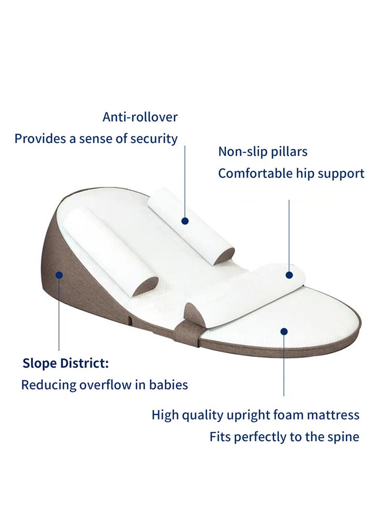 AIYISHI Baby Anti Reflux Pillow With 0-30° Adjustable Height, Relieves Vomiting Milk, Intestinal Colic, Side Rails, Brown  - Image 4