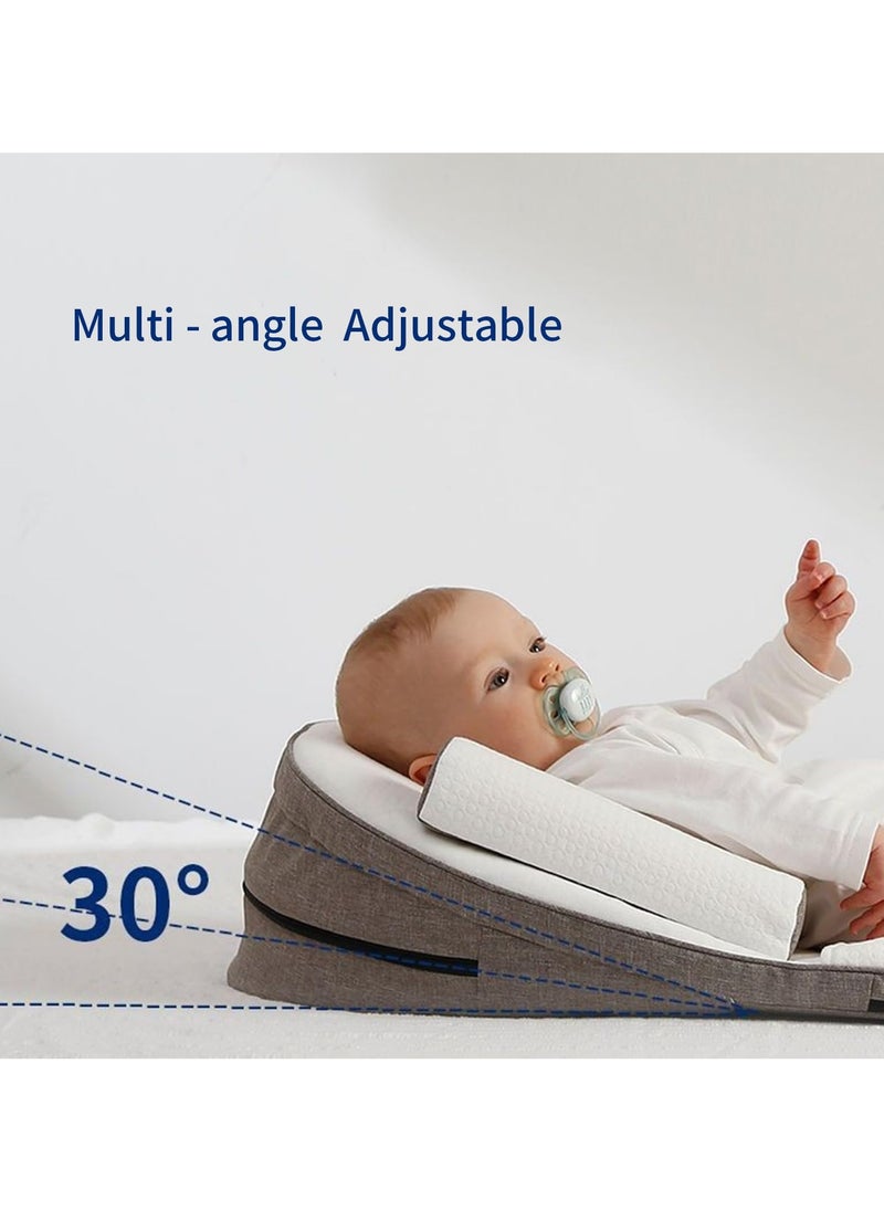 AIYISHI Baby Anti Reflux Pillow With 0-30° Adjustable Height, Relieves Vomiting Milk, Intestinal Colic, Side Rails, Brown  - Image 5