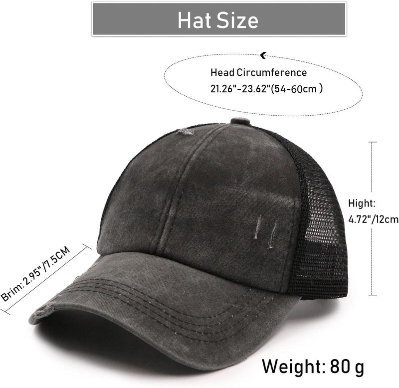 ProMindFun Womens Pony Hat High Ponytail Baseball Cap Girls Messy Bun Caps Camouflage Trucker Bad Hair Day Adjustable Dad Hat - Image 2