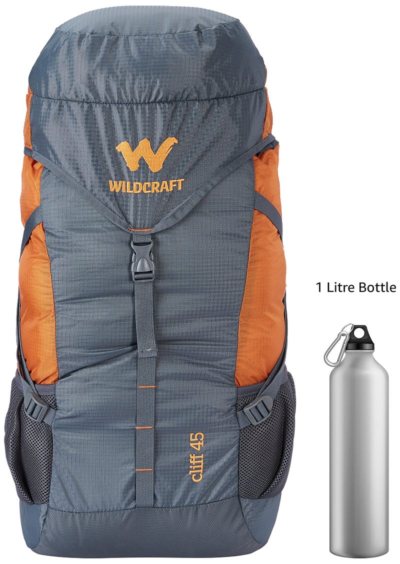 Wildcraft 45 Ltrs Grey and Orange 2 Compartment Rucksack Large - Image 3