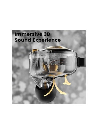 سماعات الأذن السلكية للألعاب - سماعات داخل الأذن HiFi مع صوت عميق وواضح، مزودة بسائق ديناميكي بحجم 10 مم. سماعات داخل الأذن (IEM) مثالية للموسيقى، الألعاب، ومكالمات الفيديو (باللون الأسود). - view 2
