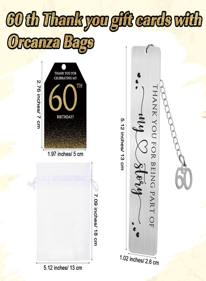 Sinload 24 Set 60th Birthday Favors for Guests Anniversary Party Favor Thanks for Coming Glitter Ballpoint Pen Bookmark Thank You Card Organza Bag for Adult Appreciation Souvenir Birthday Gift(60th) - Image 3