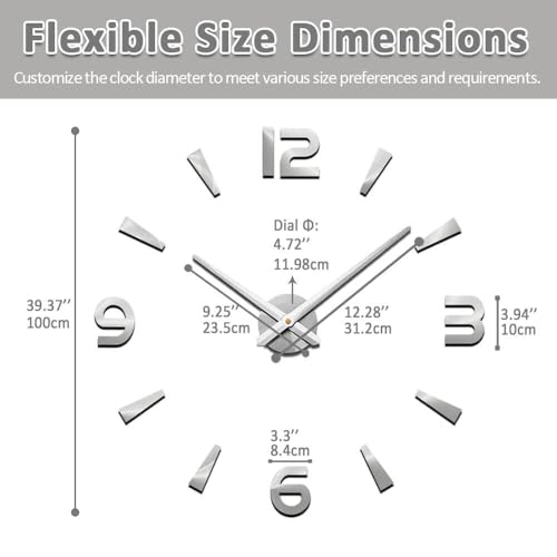 Mintime Large Wall Clock Battery Operated DIY Wall Clock for Modern Decorative Living Room/Office - Image 5