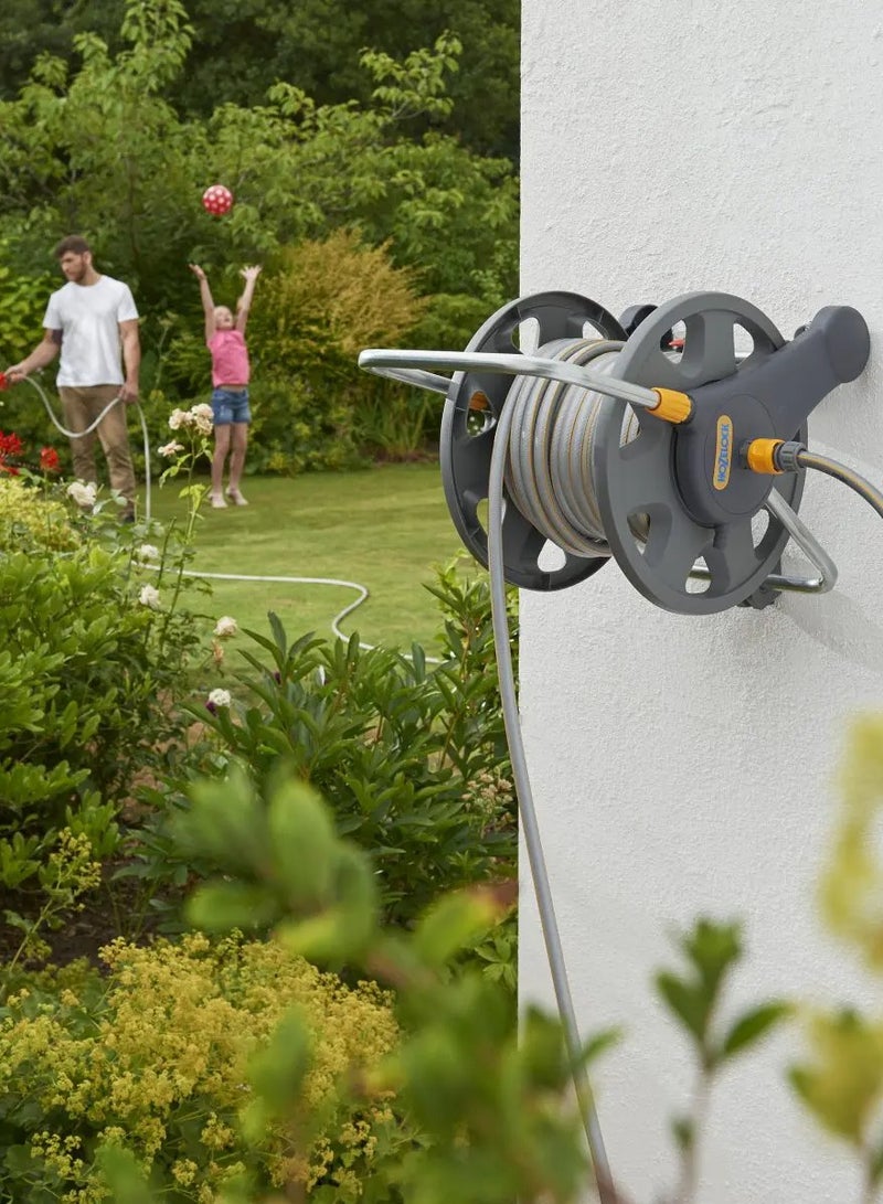 Hozelock 2-in-1 Portable Garden Hose Reel & Storage Trolley, 25m Hose Included, 60m Capacity, Freestanding/Wall-Mounted - Image 3