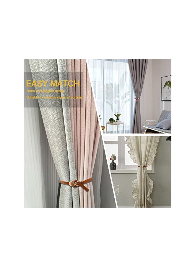 erorex Leather Curtain Tie Backs, 4 Piece Minimalist Leather Drapery Tiebacks, Window Treatment Holdbacks, Housewarming Gift, Modern Home Decor Accessories (Brown)  - Image 5