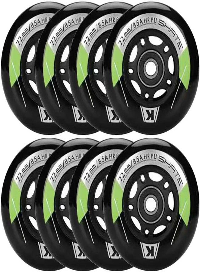 Kutrick 8 Pack Inline Skate Wheels 64mm-80mm with ABEC9 Bearings for Rollerblade, Roller Derby, K2 Skate - 85A Indoor Outdoor - Black Polyurethane Wheels - Image 1