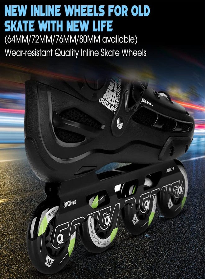 Kutrick 8 Pack Inline Skate Wheels 64mm-80mm with ABEC9 Bearings for Rollerblade, Roller Derby, K2 Skate - 85A Indoor Outdoor - Black Polyurethane Wheels - Image 4