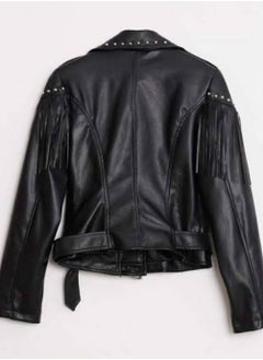 Generic Women turkish leather fringed belted jacket  - Image 2