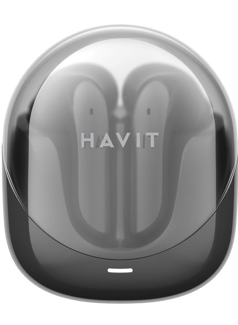 havit Premium True Wireless Bluetooth Headphones with Game Mode for Low Latency, Exceptional Stereo Sound Quality, Dual Microphone Noise Reduction for Clear Calls, IPX4 Waterproof Rating for Outdoor Use, Compact Lightweight Design for Ultimate Comfort and Portability- Black - Image 1