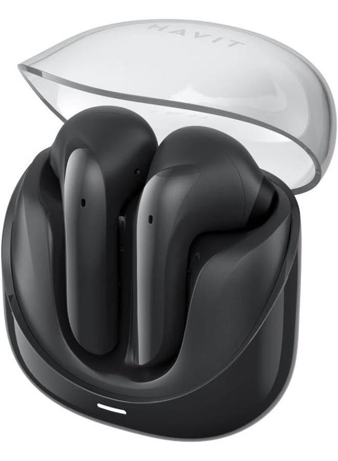 havit Premium True Wireless Bluetooth Headphones with Game Mode for Low Latency, Exceptional Stereo Sound Quality, Dual Microphone Noise Reduction for Clear Calls, IPX4 Waterproof Rating for Outdoor Use, Compact Lightweight Design for Ultimate Comfort and Portability- Black - Image 5