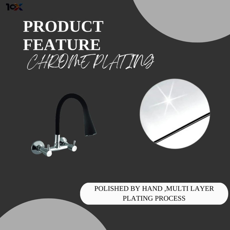 10X Brass Sink Mixer Tap for Kitchen BTl-9876 Flexible Neck Dual Flow Black Hot/Cold Facility, Chrome (Double Flow) - Image 5