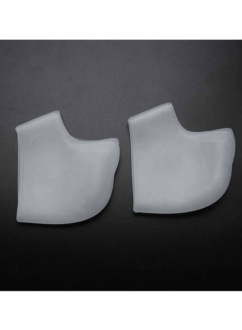 2pcs Silicone Gel Heel Guard Support Spur Cracked Heels Protectors Pain Relief White - Image 4