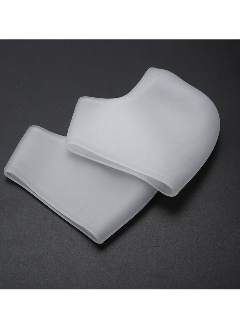 2pcs Silicone Gel Heel Guard Support Spur Cracked Heels Protectors Pain Relief White - Image 5