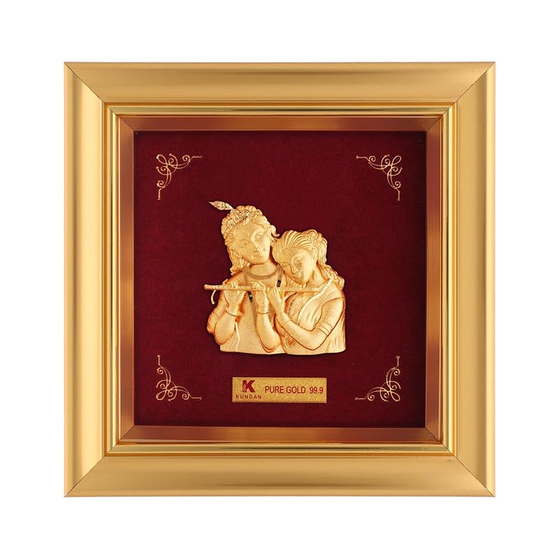 Kundan 24k Gold Foiled Artwork Radha & Krishna Frame (S0) 13 * 13cm - Image 1