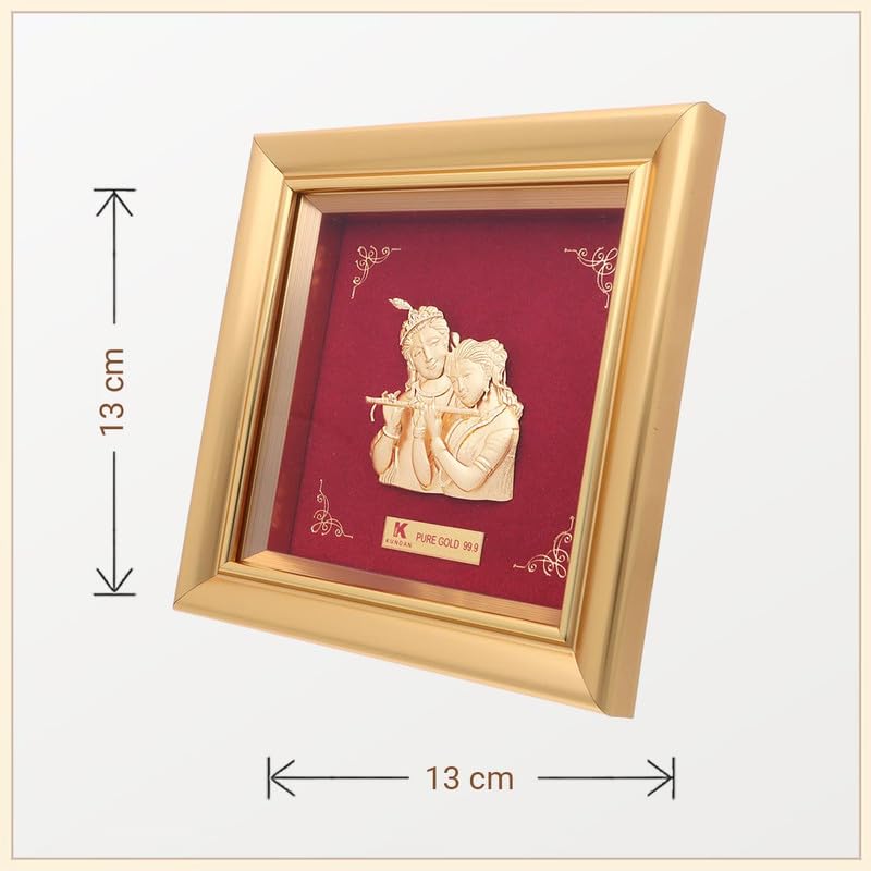 Kundan 24k Gold Foiled Artwork Radha & Krishna Frame (S0) 13 * 13cm - Image 3