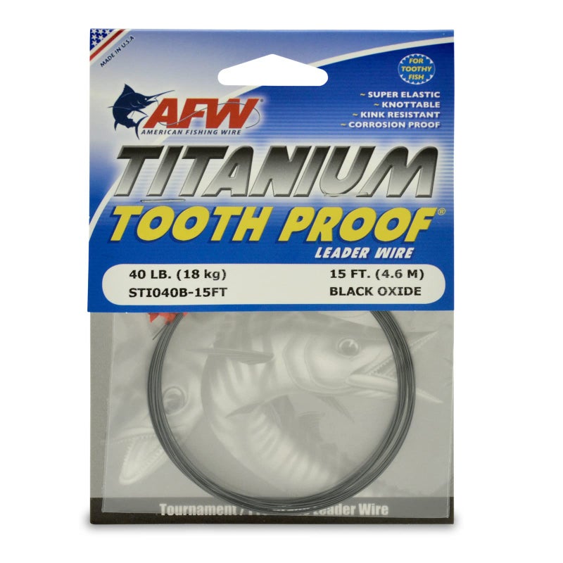 AFW Titanium Tooth Proof, Single Strand Leader Wire, 40 lb, 15 ft - Image 1