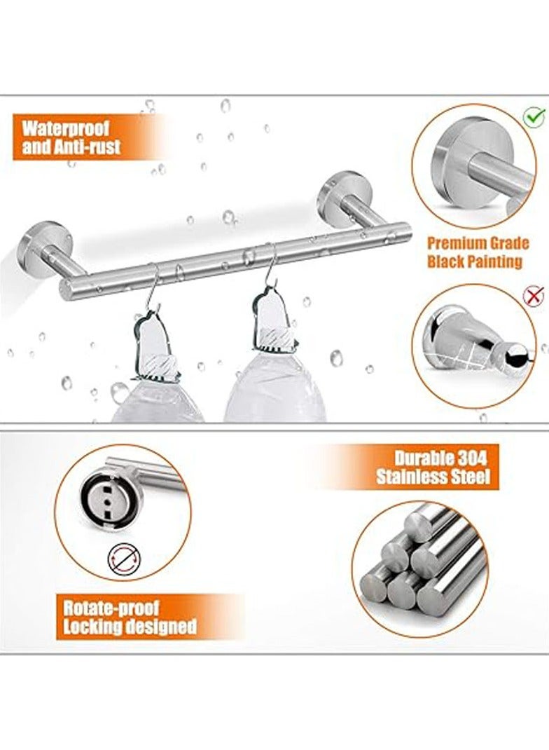 عام مجموعة تركيب أدوات الحمام المكونة من 5 قطع مصنوعة من الفولاذ المقاوم للصدأ SUS304 بطلاء نيكيل مصقول، تشمل: قضيب مناشف يد بطول 16 بوصة، حامل ورق تواليت، و3 خطافات لمناشف الروب، مجموعة ملحقات الحمام. - Image 4