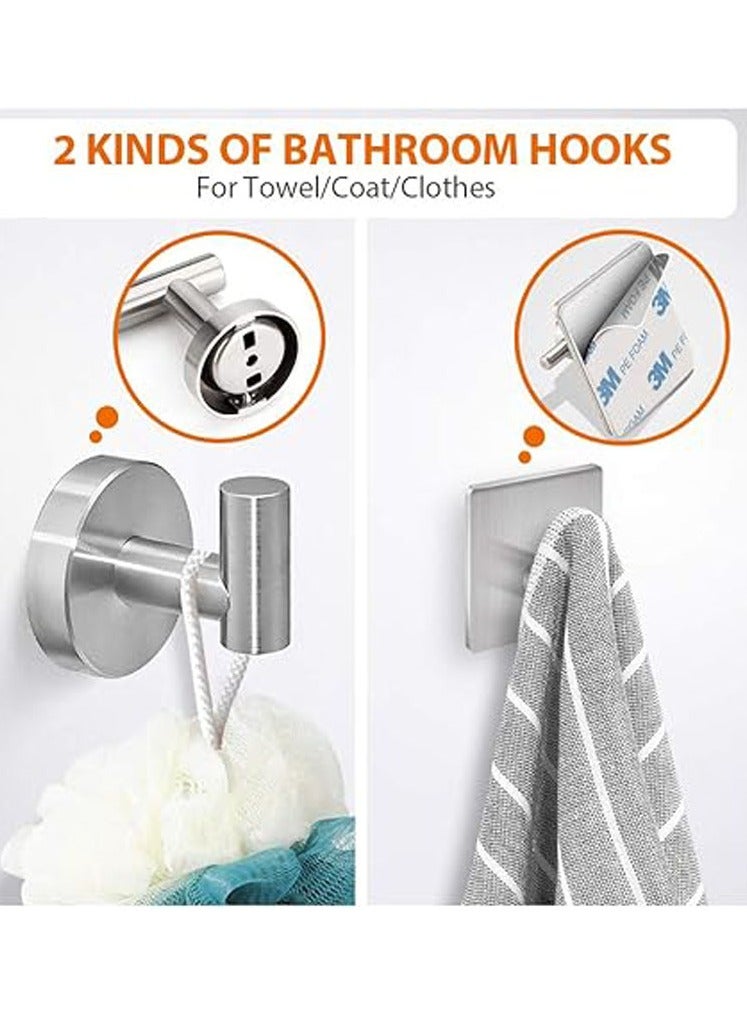 عام مجموعة تركيب أدوات الحمام المكونة من 5 قطع مصنوعة من الفولاذ المقاوم للصدأ SUS304 بطلاء نيكيل مصقول، تشمل: قضيب مناشف يد بطول 16 بوصة، حامل ورق تواليت، و3 خطافات لمناشف الروب، مجموعة ملحقات الحمام. - Image 3