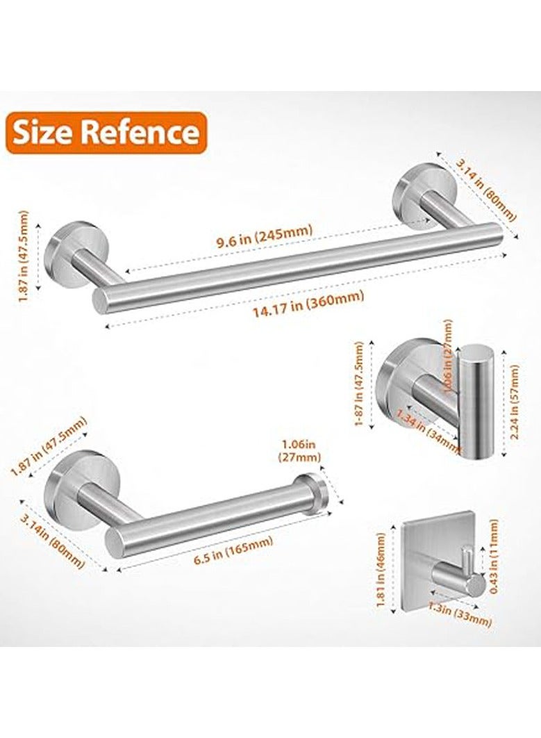 عام مجموعة تركيب أدوات الحمام المكونة من 5 قطع مصنوعة من الفولاذ المقاوم للصدأ SUS304 بطلاء نيكيل مصقول، تشمل: قضيب مناشف يد بطول 16 بوصة، حامل ورق تواليت، و3 خطافات لمناشف الروب، مجموعة ملحقات الحمام. - Image 5