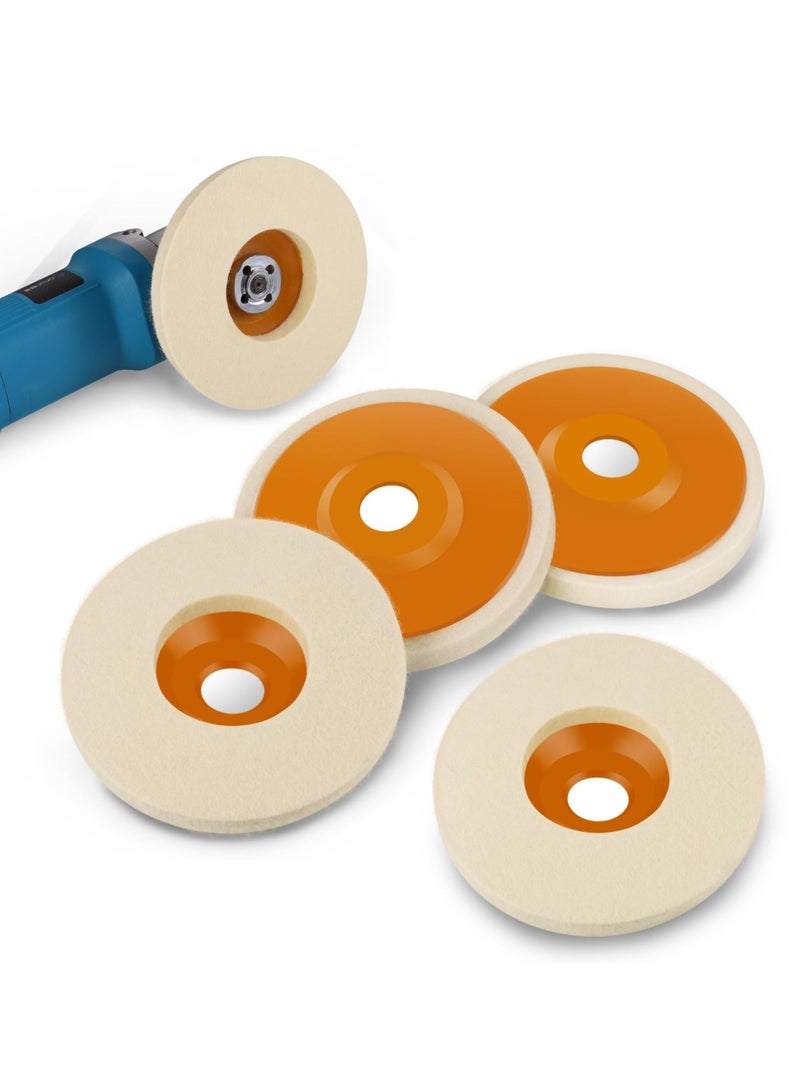 Y&D Polishing Buffering Wheels Assorted Set 4 Pce Wool Attachment Angle Grinder Discs for Drill Drilling Machine Vehicle Surfaces and Walls - Image 1