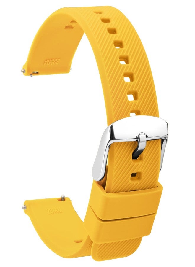 TStrap Silicone Watch Straps 20mm - Quick Release Watch Bands Soft Rubber Yellow - Waterproof Military Watch Strap for Men Women - for Smartwatches Straps Replacement - Image 1