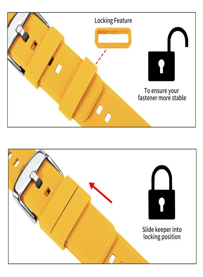 TStrap Silicone Watch Straps 20mm - Quick Release Watch Bands Soft Rubber Yellow - Waterproof Military Watch Strap for Men Women - for Smartwatches Straps Replacement - Image 4