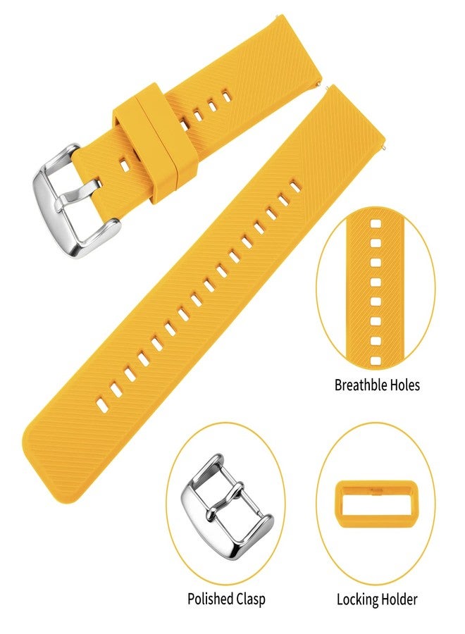 TStrap Silicone Watch Straps 20mm - Quick Release Watch Bands Soft Rubber Yellow - Waterproof Military Watch Strap for Men Women - for Smartwatches Straps Replacement - Image 3