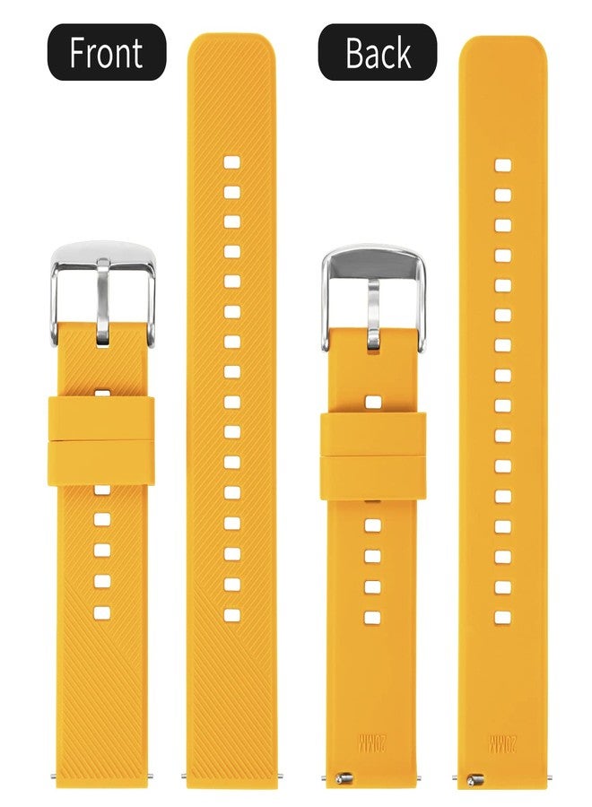 TStrap Silicone Watch Straps 20mm - Quick Release Watch Bands Soft Rubber Yellow - Waterproof Military Watch Strap for Men Women - for Smartwatches Straps Replacement - Image 2