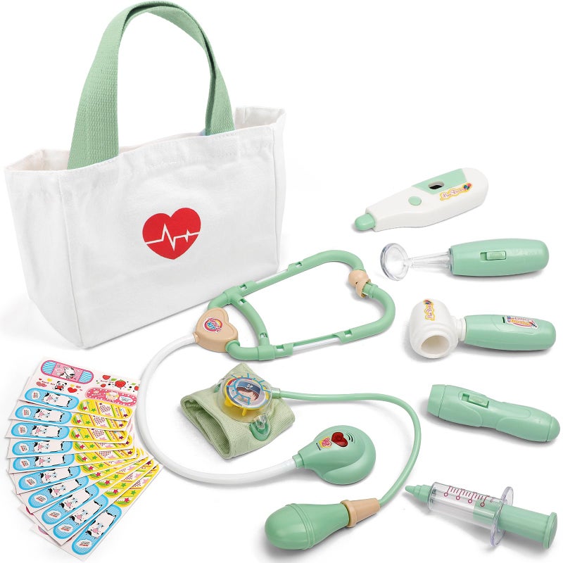 Liberry Doctor Kit for Toddlers 35 Years Old 18Piece Doctor Bag Pretend Play Toys Durable Medical Kit with Toy Stethoscope Green Birthday Gift for Kids - Image 2