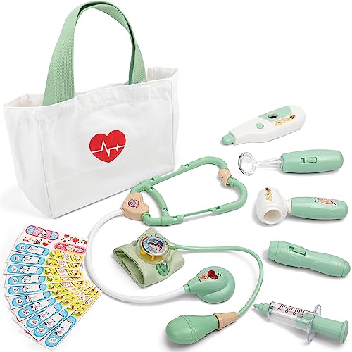 Liberry Doctor Kit for Toddlers 35 Years Old 18Piece Doctor Bag Pretend Play Toys Durable Medical Kit with Toy Stethoscope Green Birthday Gift for Kids - Image 1