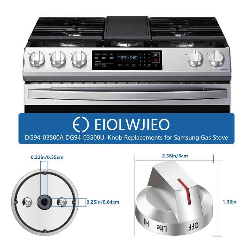 EIOLWJIEO DG94-03500A/Z for Samsung Gas Stove Knob Replacement, DG94-03500U DG94-03500A DG94-04396A Range Oven Knobs, Compatible with NX60T8111SS NX60T8311SS NX60T8711SS Etc, 5 Pack - Image 5