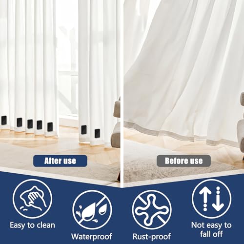 Phoncoo 18 Pcs Outdoor Curtain Weights, Plastic Wrapped Magnetic Drapery Weights, Waterproof Heavy Duty Curtain Magnets for Heavy Wind Outside, Shower Curtain, Tablecloth, Flag (Black) - Image 3