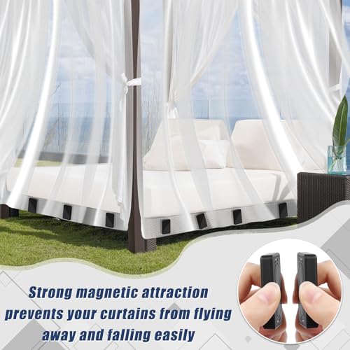 Phoncoo 18 Pcs Outdoor Curtain Weights, Plastic Wrapped Magnetic Drapery Weights, Waterproof Heavy Duty Curtain Magnets for Heavy Wind Outside, Shower Curtain, Tablecloth, Flag (Black) - Image 5