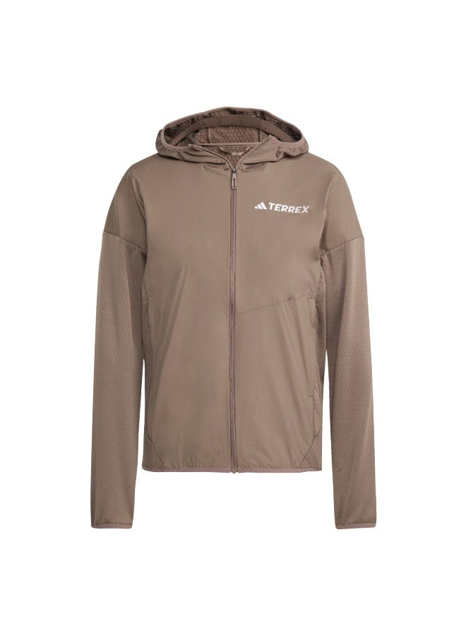 اديداس سترة نسائية بسحاب كامل من الصوف القطبي بلون بني - Image 1