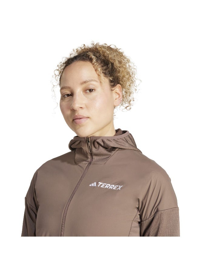 اديداس سترة نسائية بسحاب كامل من الصوف القطبي بلون بني - Image 5