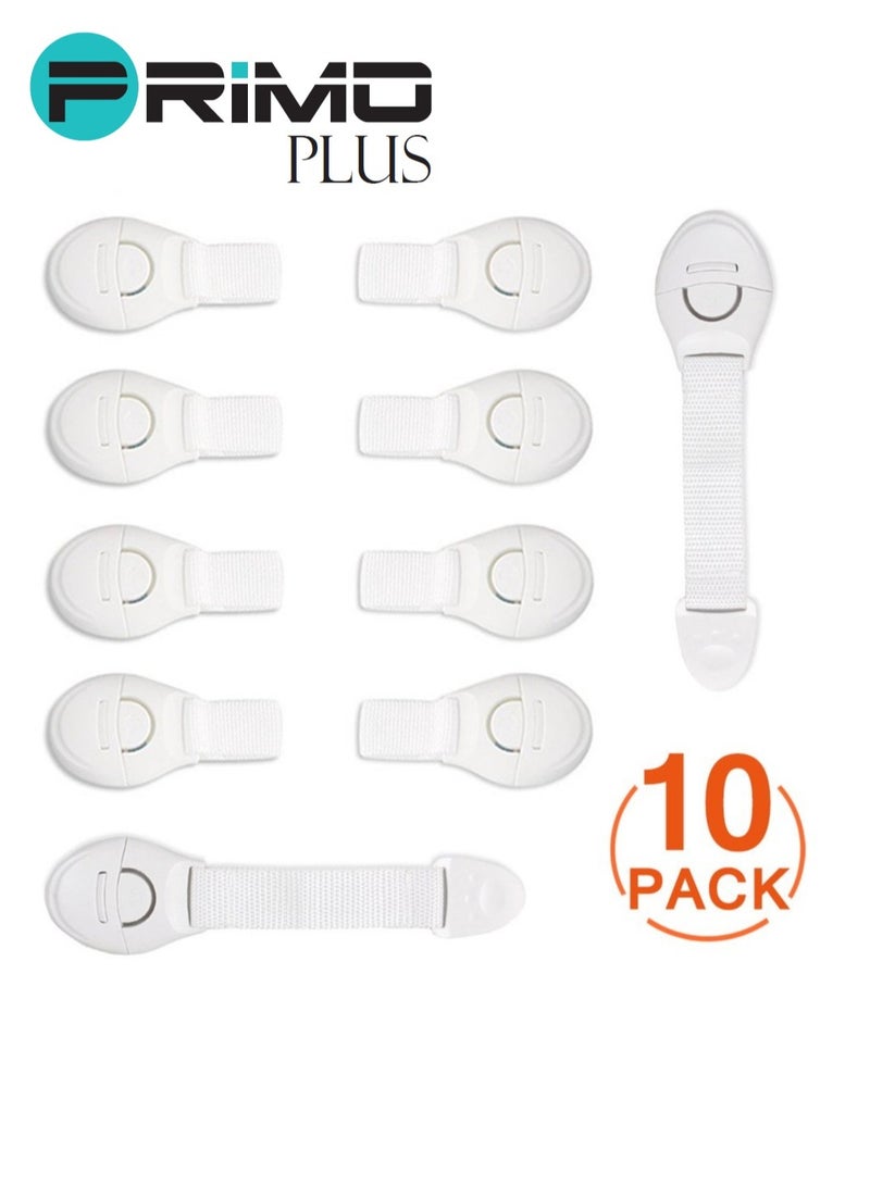 PRIMO PLUS 10 - Pieces Baby Safety Lock Latches Door Cupboard Cabinet Fridge Drawer - White - Image 1