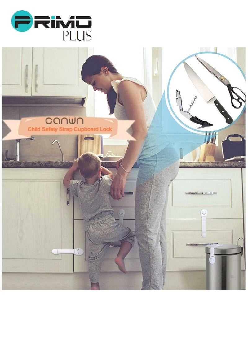 PRIMO PLUS 10 - Pieces Baby Safety Lock Latches Door Cupboard Cabinet Fridge Drawer - White - Image 5