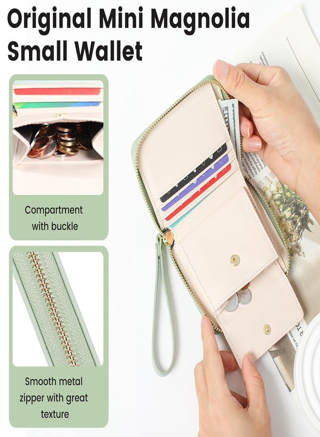 Pomelo Best Small Womens Wallet Leather Credit Holder RFID Blocking with Coin Pocket Zip Around Wristlet Ladies Wallets 2025 Green - Image 3
