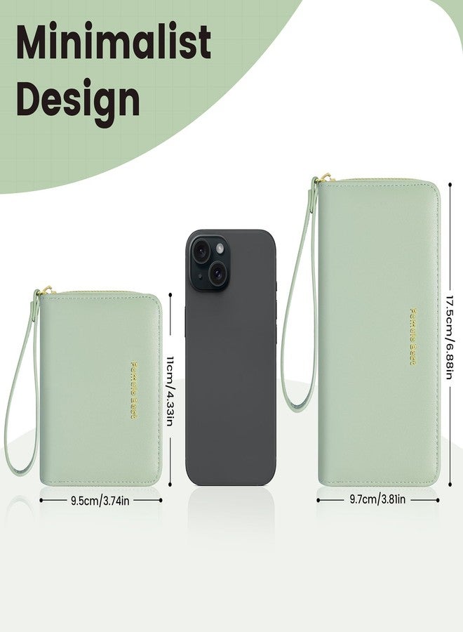 Pomelo Best Small Womens Wallet Leather Credit Holder RFID Blocking with Coin Pocket Zip Around Wristlet Ladies Wallets 2025 Green - Image 5