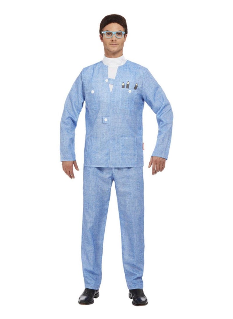 Smiffys - Thunderbirds Brains Fancy Dress Party Costume Blue Jacket Trouser Wig And Glasses Large - Image 1