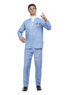 Thunderbirds Brains Fancy Dress Party Costume Blue Jacket Trouser Wig And Glasses Large