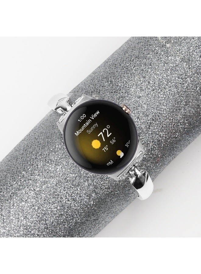NIBEMINENT Google Pixel Watch Metal Band - Diamond-Inlaid D-Shaped Link Design  - Image 1