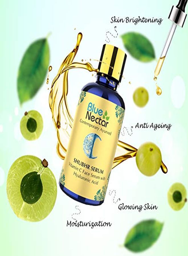 Blue Nectar Ayurvedic Vitamin C Face Serum For Dark Spot Correction And Glowing Skin ; 100% Natural Hyaluronic Acid Serum With Stable Vitamin C (9 Herbs 30 Ml) - Image 4