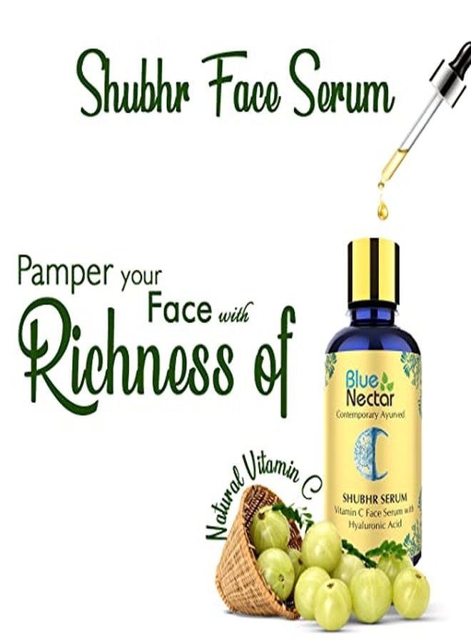 Blue Nectar Ayurvedic Vitamin C Face Serum For Dark Spot Correction And Glowing Skin ; 100% Natural Hyaluronic Acid Serum With Stable Vitamin C (9 Herbs 30 Ml) - Image 3