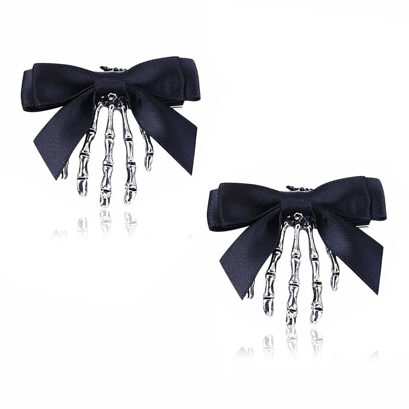 Utavu 2pcs Skeleton Hair Clip Claw Skeleton Hand Hair Clip Bone Clips Spooky Skull Goth Hair Clips Halloween Hair Accessories for Women Girls Pack Of 2