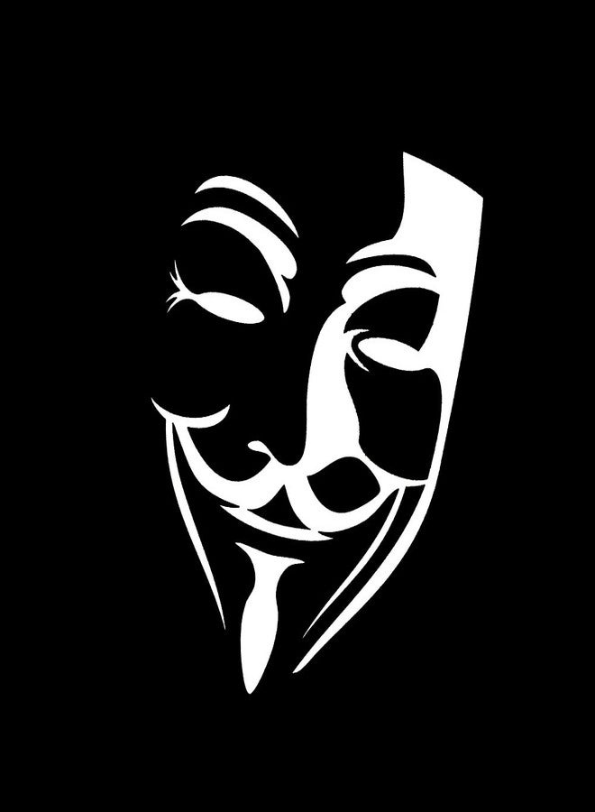 Vendetta Inspired Mask Silhouette 6" Vinyl Sticker Car Decal (6" White)